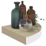 vidaXL Rafturi de perete de colț 4 buc. stejar și alb 35x35x3,8 cm MDF