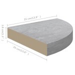vidaXL Raft de colț de perete, gri beton, 35x35x3,8 cm, MDF vidaXL Raft de colț de perete, gri beton, 35x35x3,8 cm, MDF