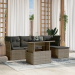vidaXL Set mobilier grădină cu perne, 6 piese, gri, poliratan vidaXL Set mobilier grădină cu perne, 6 piese, gri, poliratan