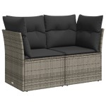 vidaXL Set mobilier grădină cu perne, 6 piese, gri, poliratan vidaXL Set mobilier grădină cu perne, 6 piese, gri, poliratan