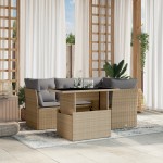 vidaXL Set canapele de grădină cu perne, 5 piese, bej, poliratan vidaXL Set canapele de grădină cu perne, 5 piese, bej, poliratan