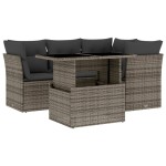 vidaXL Set canapea de grădină cu perne, 5 piese, gri, poliratan