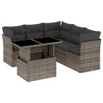 vidaXL Set mobilier grădină cu perne, 6 piese, gri, poliratan vidaXL Set mobilier grădină cu perne, 6 piese, gri, poliratan