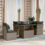 vidaXL Set mobilier grădină cu perne, 6 piese, gri, poliratan vidaXL Set mobilier grădină cu perne, 6 piese, gri, poliratan
