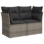 vidaXL Set mobilier grădină cu perne, 6 piese, gri, poliratan vidaXL Set mobilier grădină cu perne, 6 piese, gri, poliratan