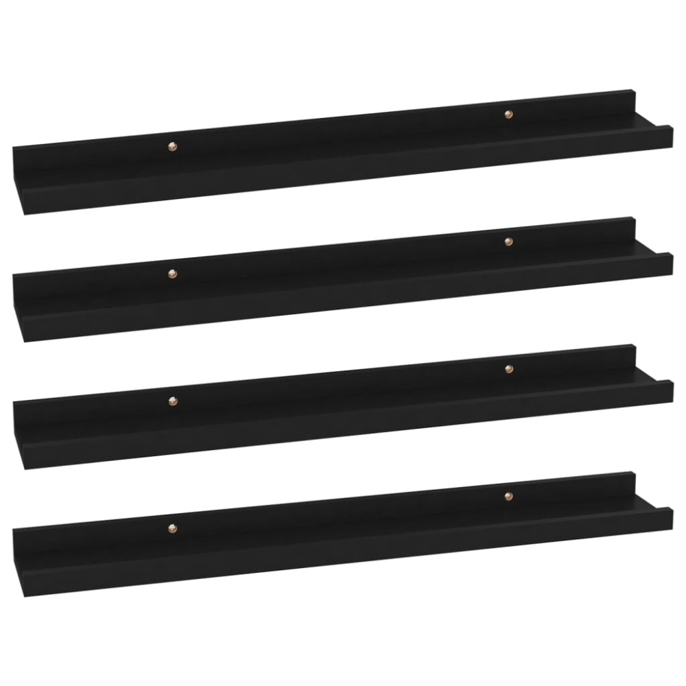 vidaXL Rafturi de perete, 4 buc., negru, 60x9x3 cm