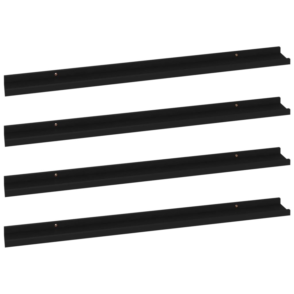vidaXL Rafturi de perete, 4 buc., negru, 100x9x3 cm