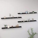 vidaXL Rafturi de perete, 4 buc., negru, 115x9x3 cm