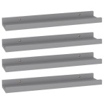 vidaXL Rafturi de perete, 4 buc., gri, 40x9x3 cm