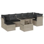 vidaXL Set mobilier de grădină cu perne, 8 piese gri deschis poliratan