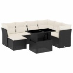 vidaXL Set mobilier de grădină cu perne, 8 piese, negru, poliratan