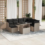 vidaXL Set mobilier de grădină cu perne, 8 piese gri deschis poliratan vidaXL Set mobilier de grădină cu perne, 8 piese gri deschis poliratan