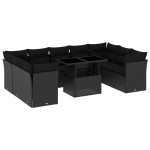 vidaXL Set canapele de grădină cu perne, 10 piese, negru, poliratan vidaXL Set canapele de grădină cu perne, 10 piese, negru, poliratan