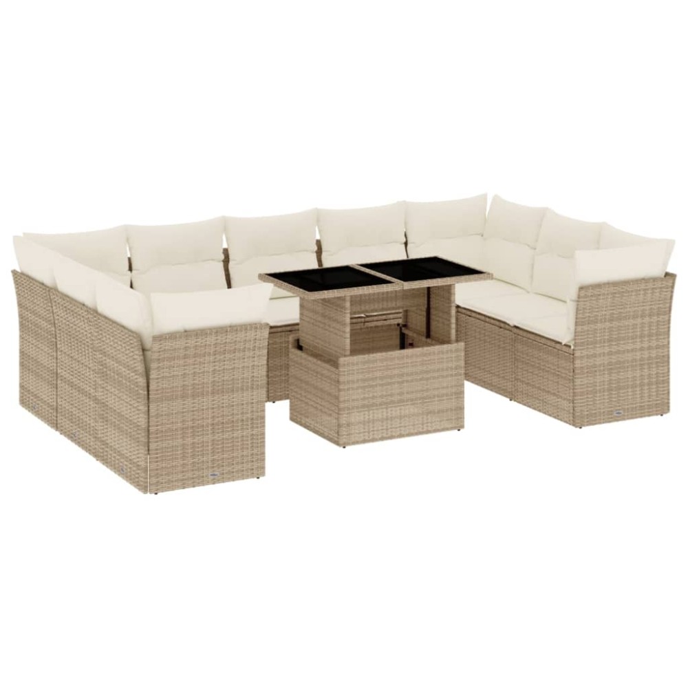 vidaXL Set canapele de grădină cu perne, 10 piese, bej, poliratan