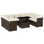 vidaXL Set canapele de grădină cu perne, 10 piese, maro, poliratan