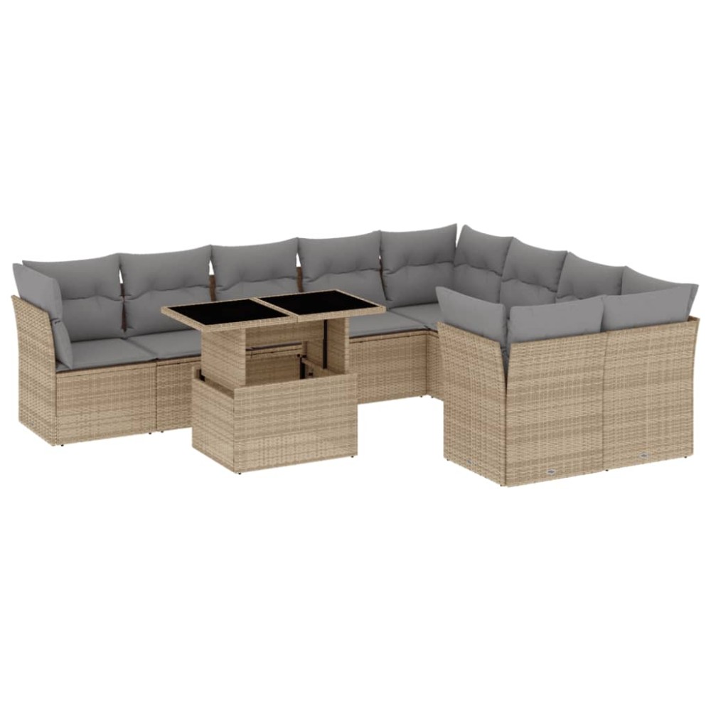 vidaXL Set canapele de grădină cu perne, 10 piese, bej, poliratan