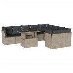 vidaXL Set canapele de grădină cu perne 10 piese gri deschis poliratan