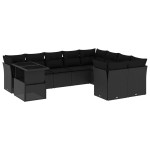 vidaXL Set canapele de grădină cu perne, 10 piese, negru, poliratan vidaXL Set canapele de grădină cu perne, 10 piese, negru, poliratan
