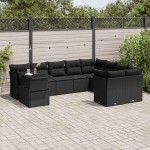 vidaXL Set canapele de grădină cu perne, 10 piese, negru, poliratan vidaXL Set canapele de grădină cu perne, 10 piese, negru, poliratan