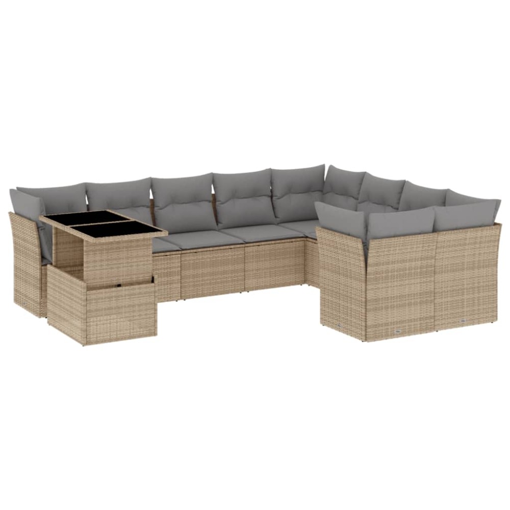 vidaXL Set canapele de grădină cu perne, 10 piese, bej, poliratan