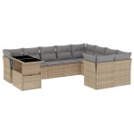 vidaXL Set canapele de grădină cu perne, 10 piese, bej, poliratan