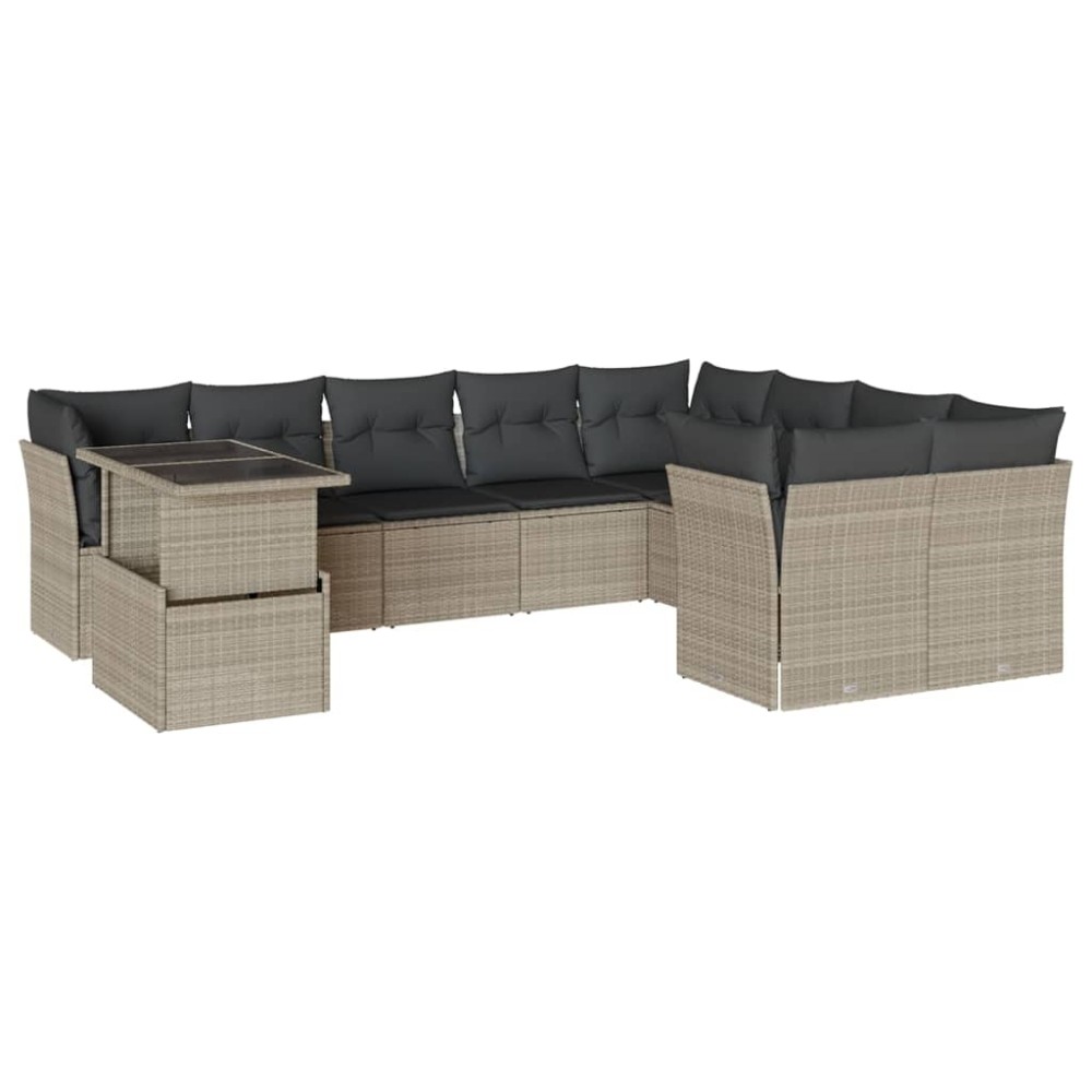 vidaXL Set canapele de grădină cu perne 10 piese gri deschis poliratan
