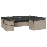 vidaXL Set canapele de grădină cu perne 10 piese gri deschis poliratan vidaXL Set canapele de grădină cu perne 10 piese gri deschis poliratan