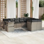 vidaXL Set canapele de grădină cu perne 10 piese gri deschis poliratan vidaXL Set canapele de grădină cu perne 10 piese gri deschis poliratan