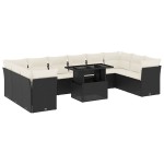 vidaXL Set canapele de grădină cu perne, 11 piese, negru, poliratan
