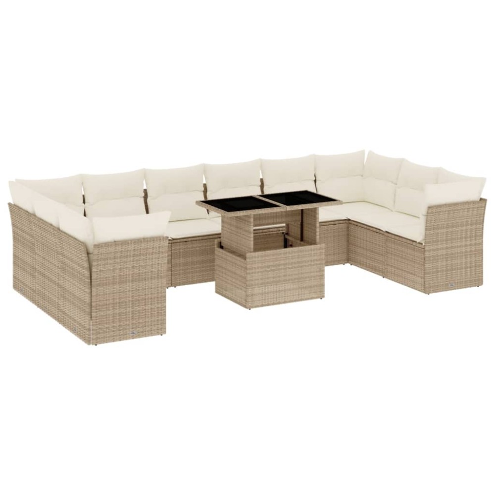 vidaXL Set canapele de grădină cu perne, 11 piese, bej, poliratan