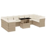 vidaXL Set canapele de grădină cu perne, 11 piese, bej, poliratan