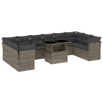 vidaXL Set canapele de grădină cu perne, 11 piese, gri, poliratan vidaXL Set canapele de grădină cu perne, 11 piese, gri, poliratan