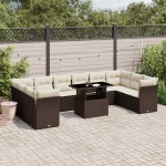 vidaXL Set canapele de grădină cu perne, 11 piese, maro, poliratan vidaXL Set canapele de grădină cu perne, 11 piese, maro, poliratan