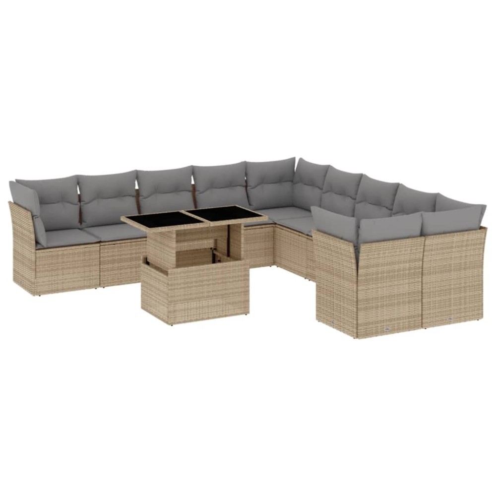 vidaXL Set canapele de grădină cu perne, 11 piese, bej, poliratan
