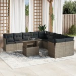 vidaXL Set canapele de grădină cu perne, 11 piese, gri, poliratan vidaXL Set canapele de grădină cu perne, 11 piese, gri, poliratan