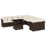 vidaXL Set canapele de grădină cu perne, 11 piese, maro, poliratan vidaXL Set canapele de grădină cu perne, 11 piese, maro, poliratan