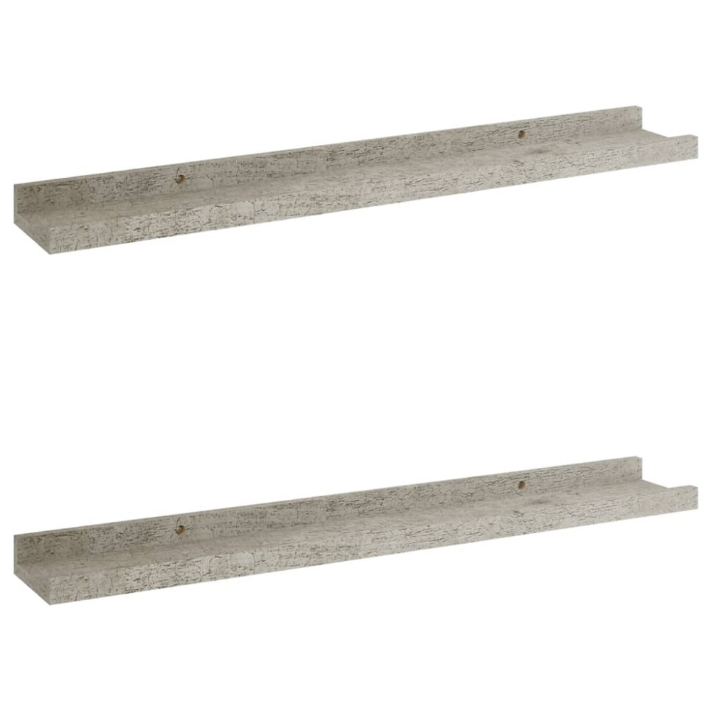 vidaXL Rafturi de perete, 2 buc., gri beton, 60x9x3 cm