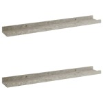 vidaXL Rafturi de perete, 2 buc., gri beton, 60x9x3 cm