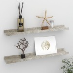 vidaXL Rafturi de perete, 2 buc., gri beton, 60x9x3 cm