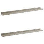vidaXL Rafturi de perete, 2 buc., gri beton, 80x9x3 cm