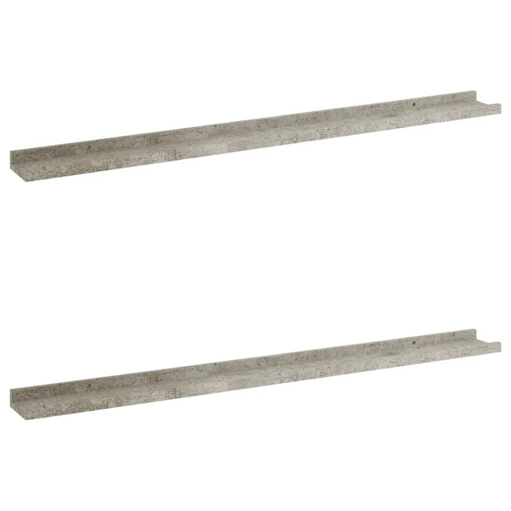 vidaXL Rafturi de perete, 2 buc., gri beton, 100x9x3 cm