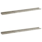 vidaXL Rafturi de perete, 2 buc., gri beton, 100x9x3 cm