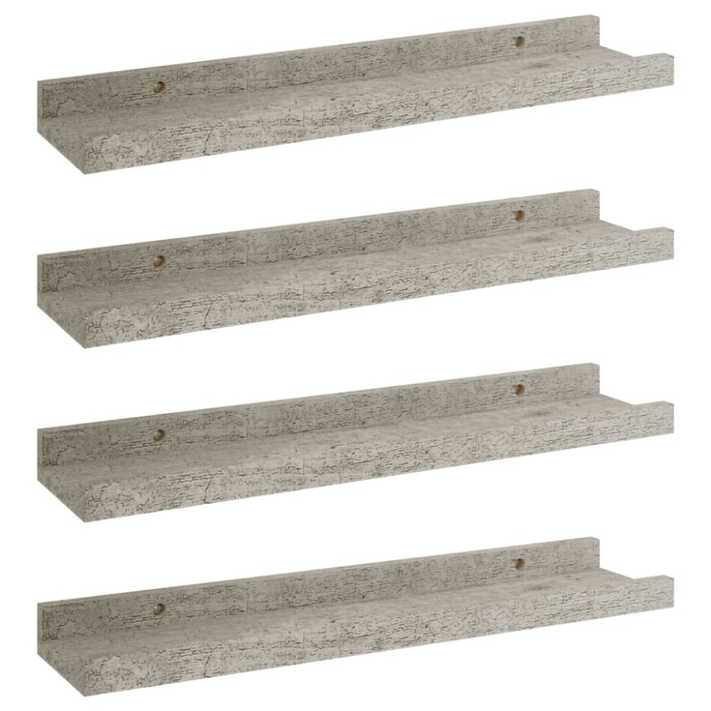 vidaXL Rafturi de perete, 4 buc., gri beton, 40x9x3 cm