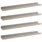 vidaXL Rafturi de perete, 4 buc., gri beton, 60x9x3 cm