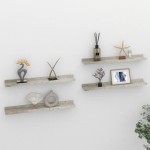 vidaXL Rafturi de perete, 4 buc., gri beton, 60x9x3 cm
