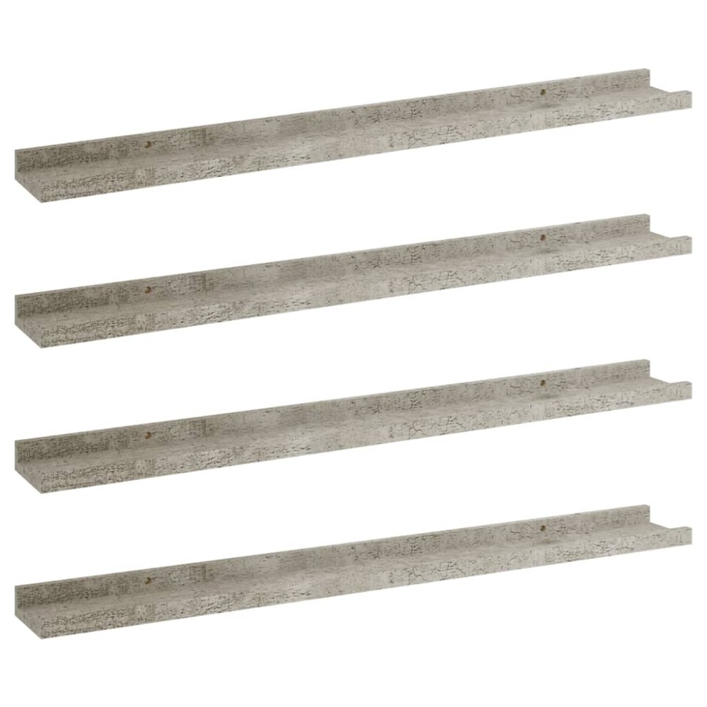 vidaXL Rafturi de perete, 4 buc., gri beton, 80x9x3 cm