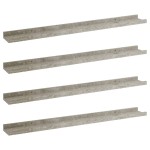 vidaXL Rafturi de perete, 4 buc., gri beton, 80x9x3 cm