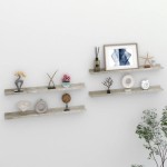 vidaXL Rafturi de perete, 4 buc., gri beton, 80x9x3 cm
