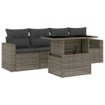 vidaXL Set canapea de grădină cu perne, 5 piese, gri, poliratan vidaXL Set canapea de grădină cu perne, 5 piese, gri, poliratan