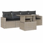 vidaXL Set canapele de grădină cu perne, 5 piese gri deschis poliratan vidaXL Set canapele de grădină cu perne, 5 piese gri deschis poliratan